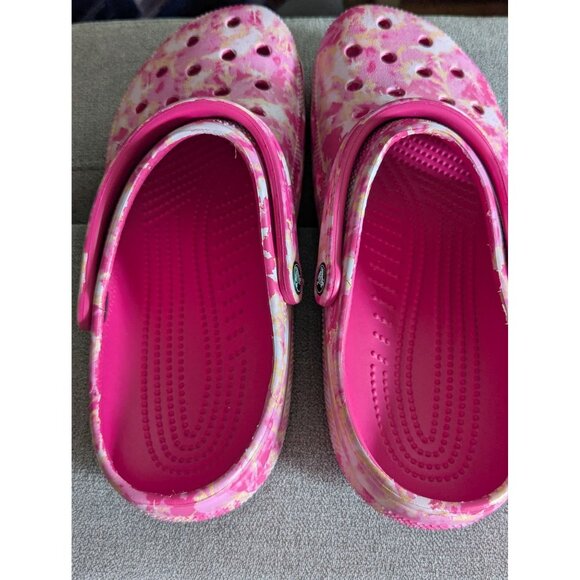 Pink Tie-Dye Crocs Classic Clogs W12/M10 Lightweight Slip-On Unisex Shoes - Picture 2 of 5